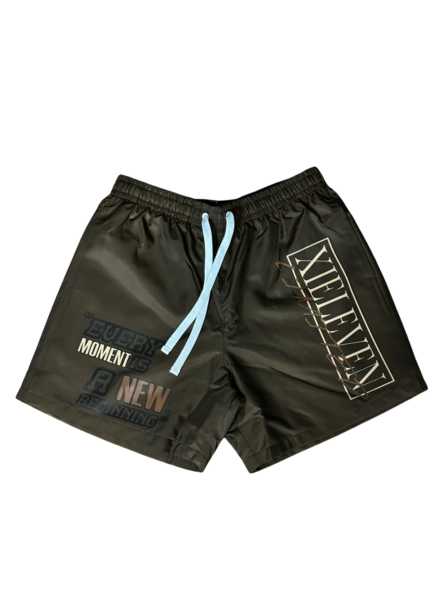 BROWN & GOLD XIELEVEN “LIMITED” NYLON SHORTS - XIELEVEN INC