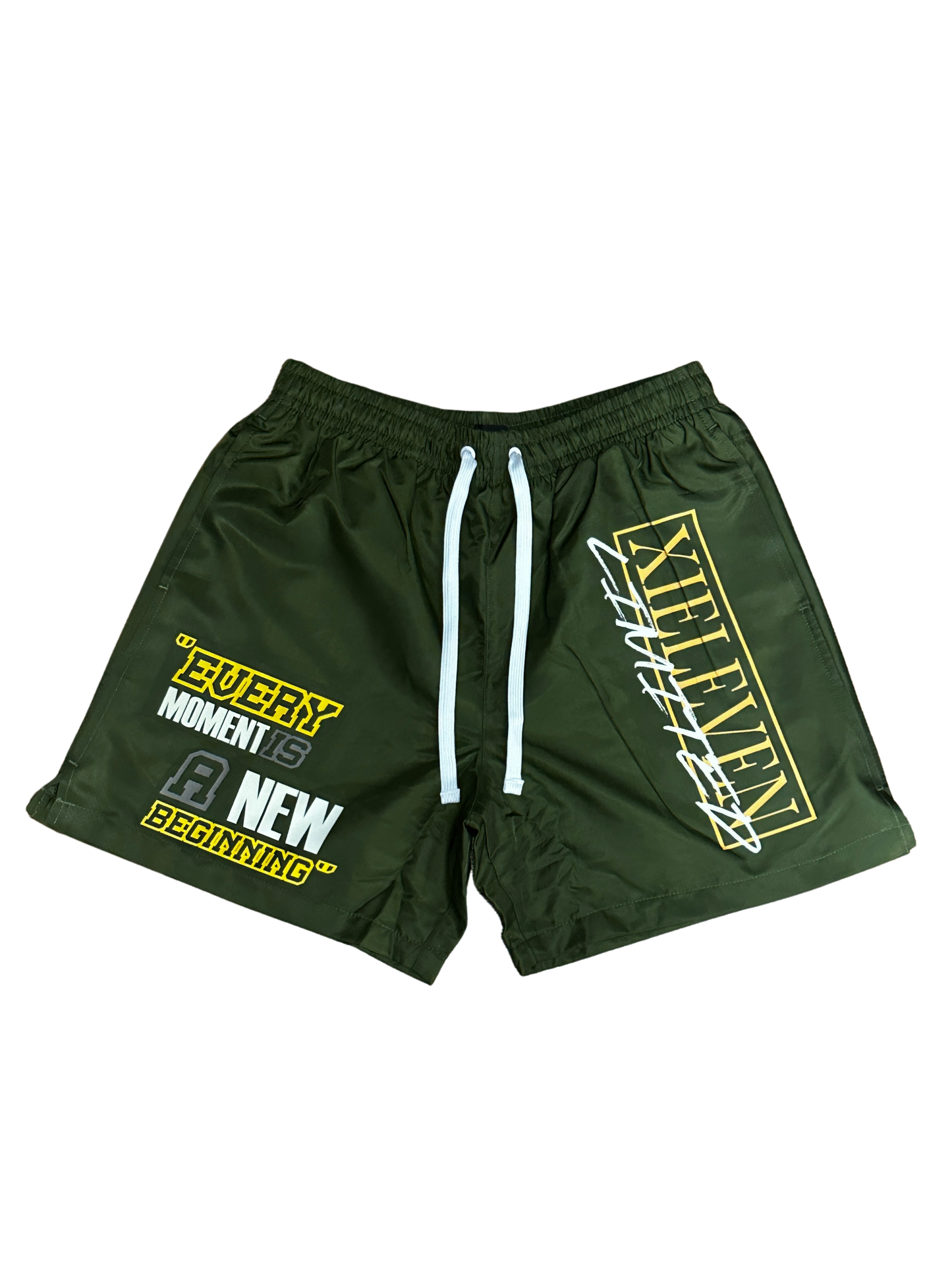 GREEN & YELLOW XIELEVEN “LIMITED” NYLON SHORTS - XIELEVEN INC