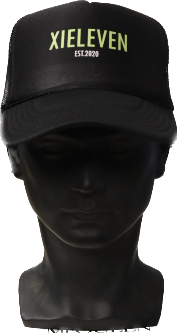 BLACK & LIME GREEN TRUCKER HAT - XIELEVEN INC