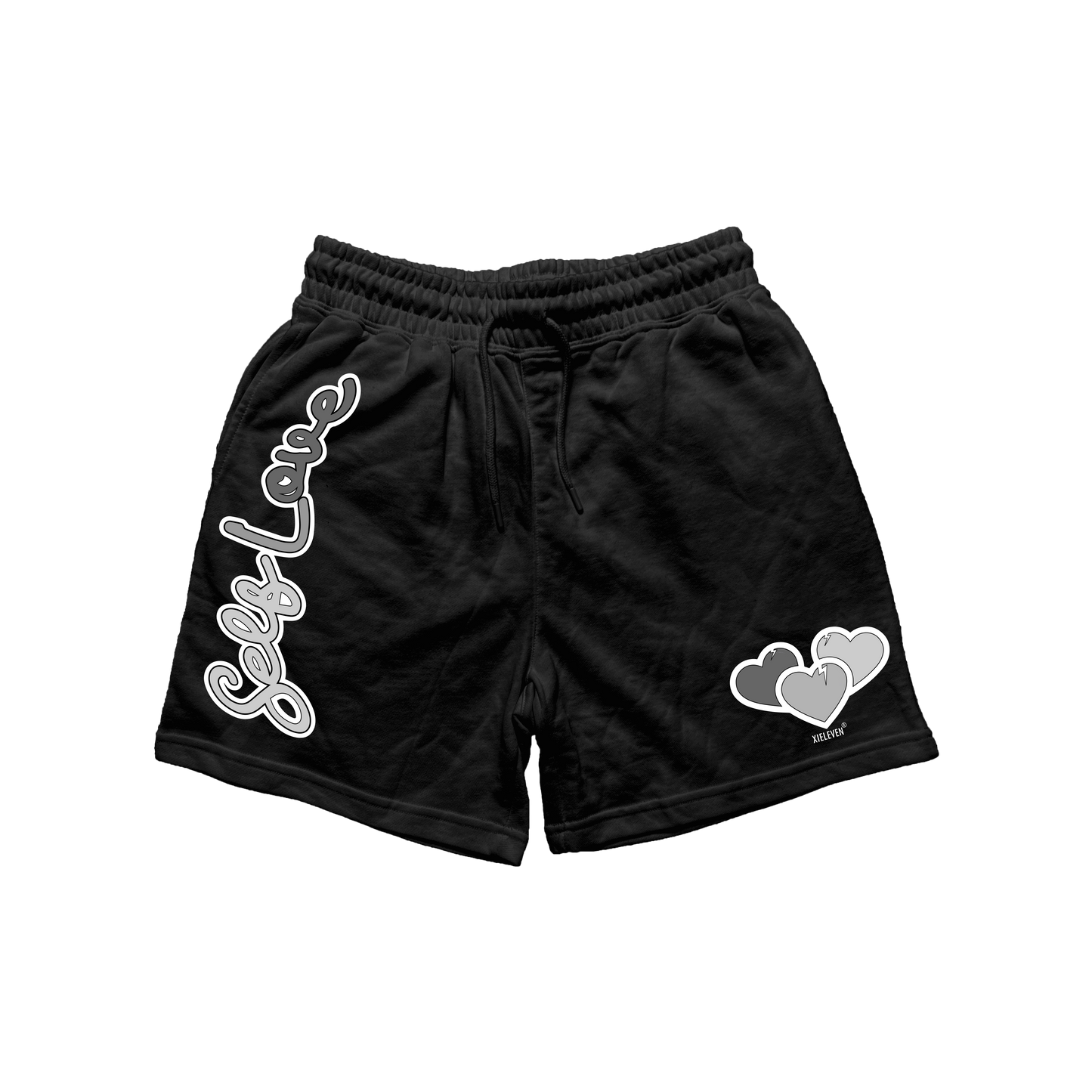 BLACK & GREY “SELF LOVE” SHORTS - XIELEVEN INC
