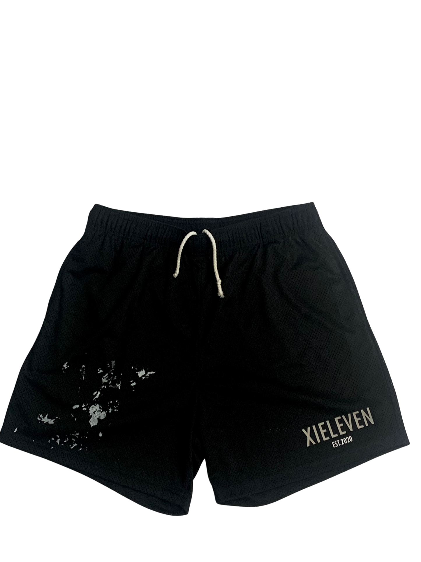 BLACK “BRANDED” MESH SHORTS - XIELEVEN INC