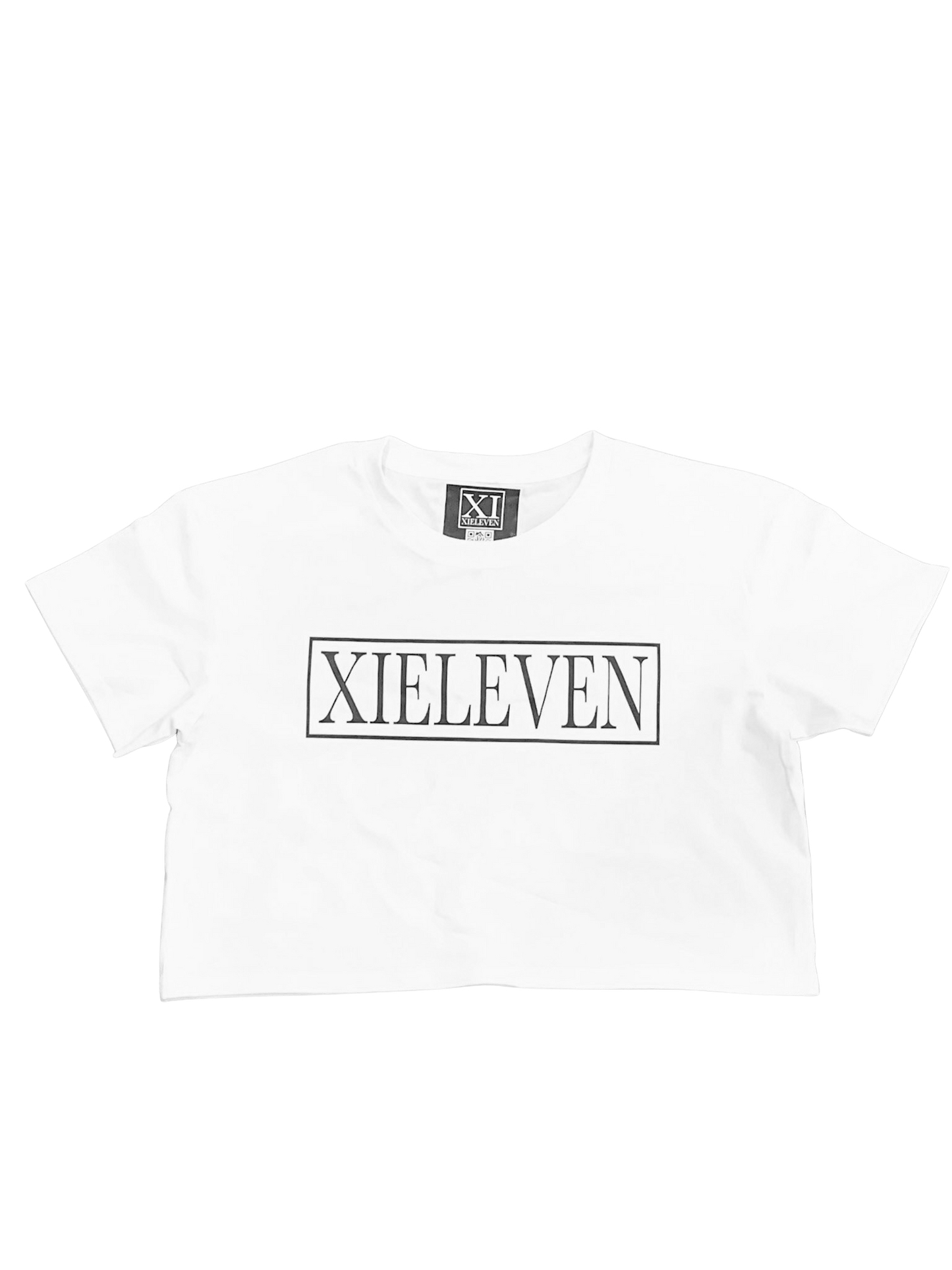 White & Black Signature Logo Crop Top - XIELEVEN INC