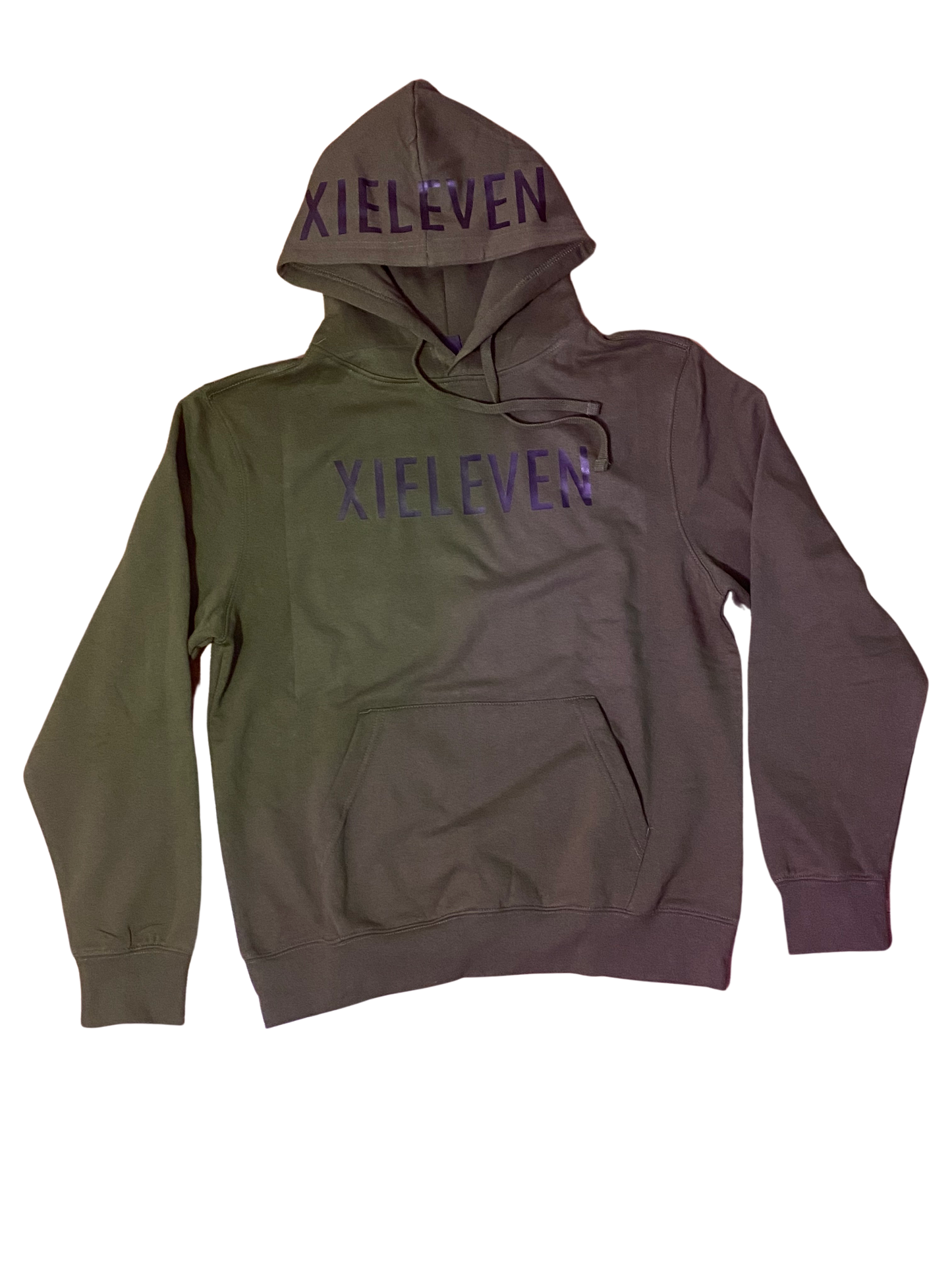 MILITARY GREEN & BLACK PULLOVER HOODIE - XIELEVEN INC