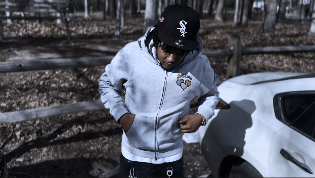 Grey & Orange “SELF LOVE” full zip - XIELEVEN INC