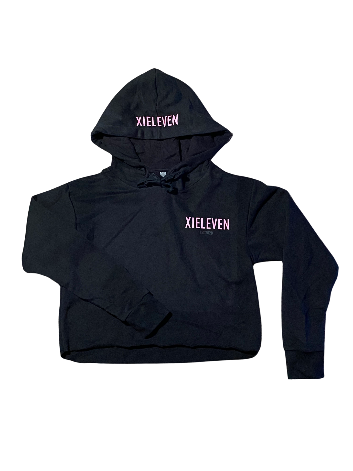 BLACK & PINK “BRANDED” CROPPED PULLOVER - XIELEVEN INC