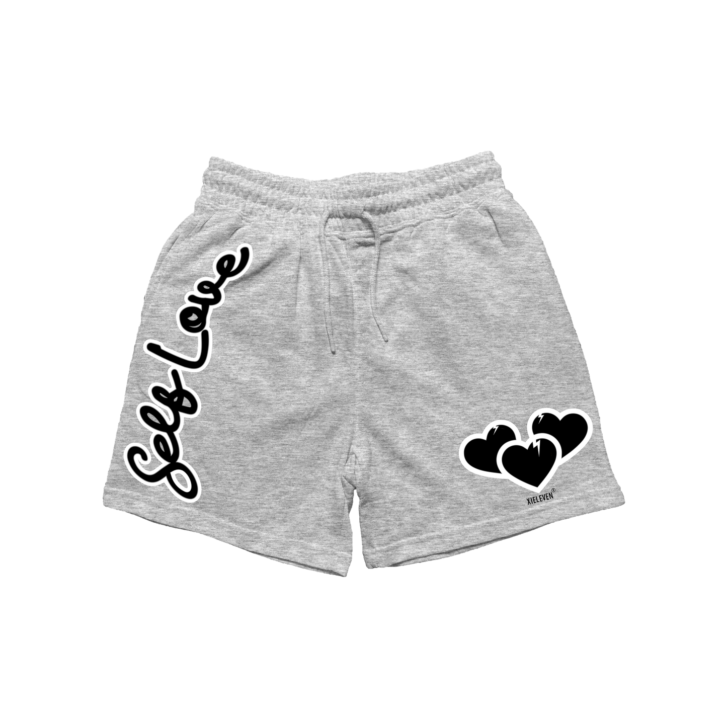 GREY & BLACK “SELF LOVE” SHORTS - XIELEVEN INC