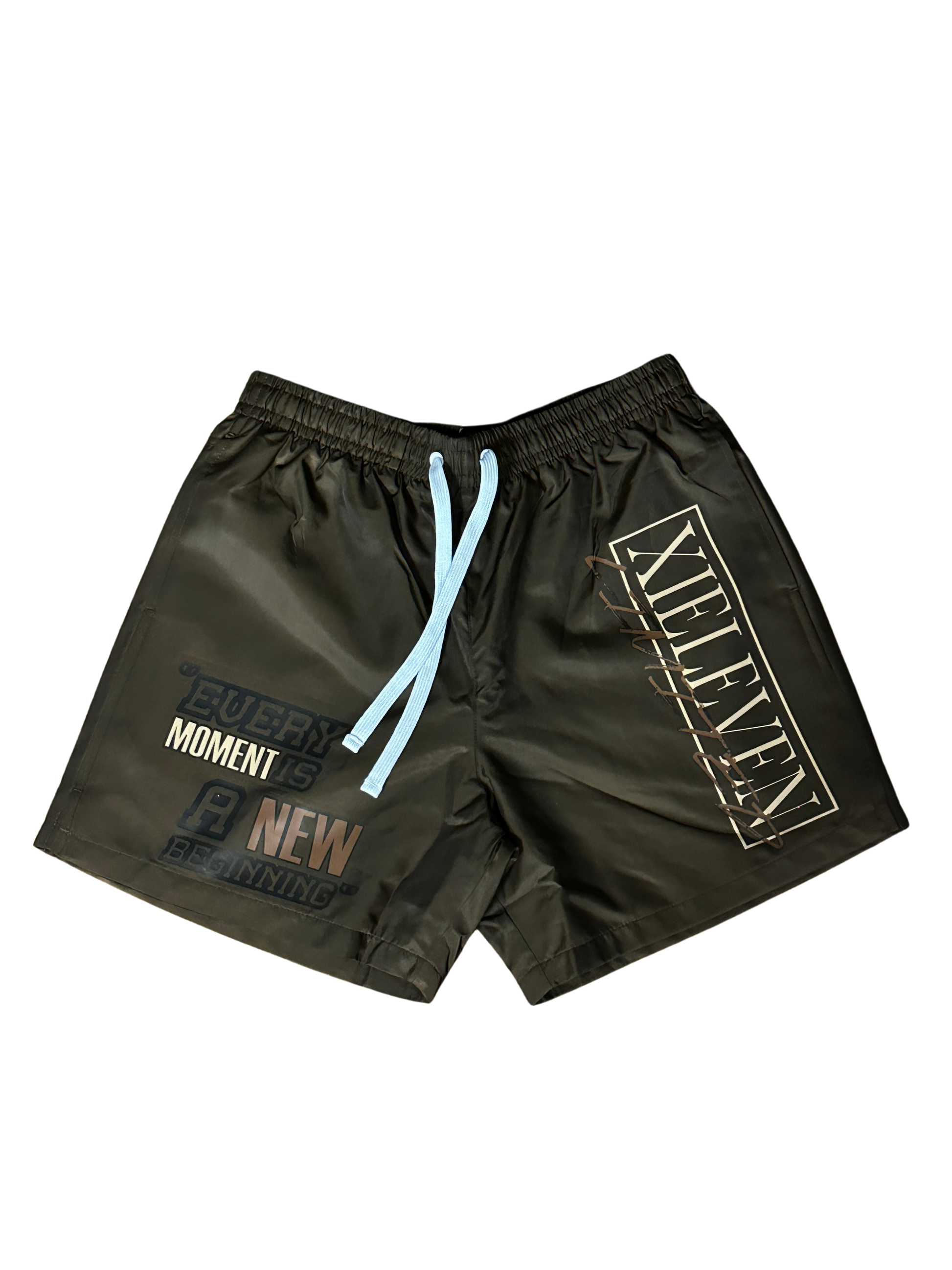 BROWN & GOLD XIELEVEN “LIMITED” NYLON SHORTS - XIELEVEN INC