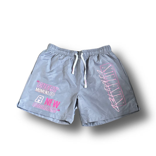 XIELEVEN LIMITED GREY & PINK NYLON SHORTS - XIELEVEN INC