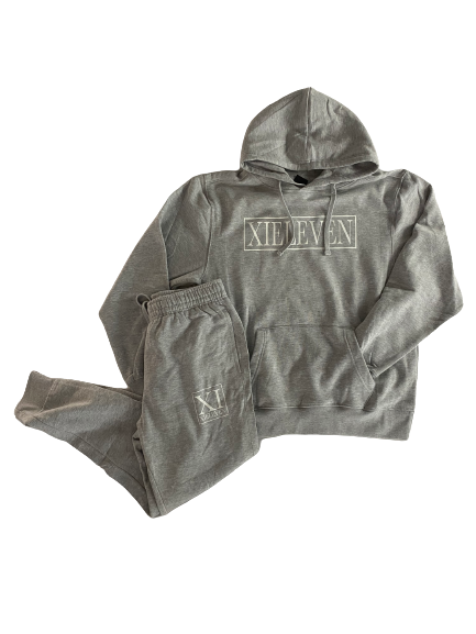 Light Grey & white  Signature Logo Sweatsuit{pre-order} - XIELEVEN INC