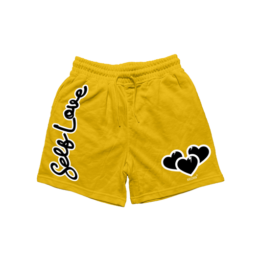 YELLOW & BLACK “SELF LOVE” SHORTS - XIELEVEN INC
