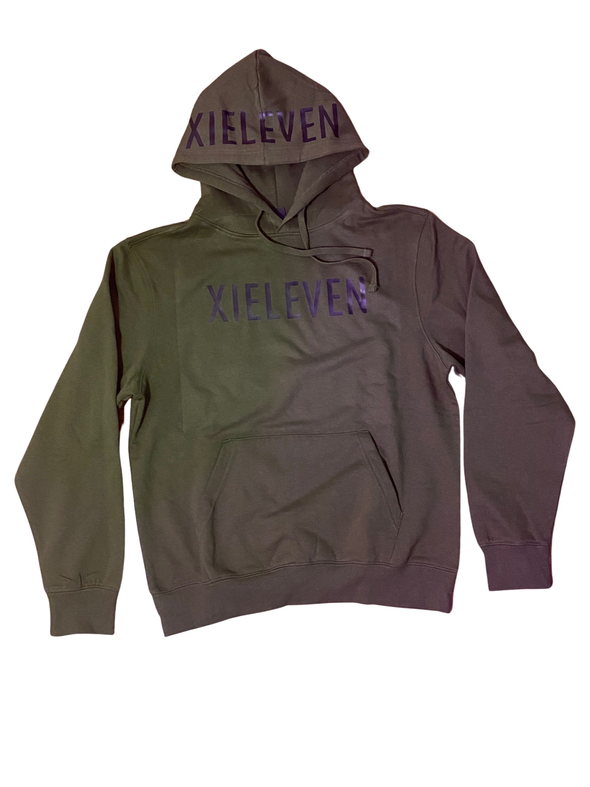 MILITARY GREEN & BLACK PULLOVER HOODIE - XIELEVEN INC