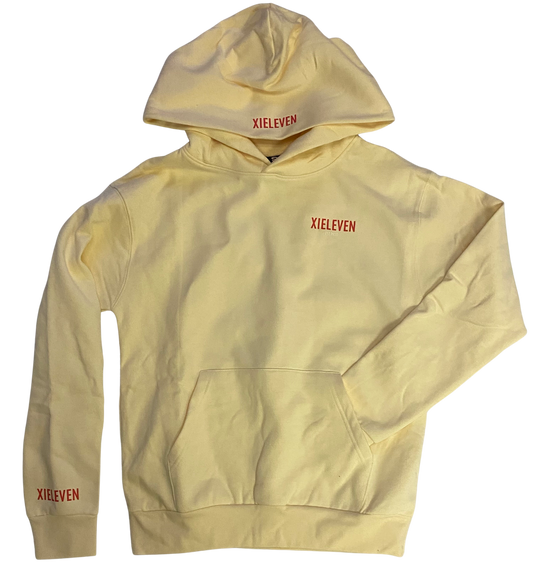 CREAM & RED “HEAVY” HOODIE - XIELEVEN INC