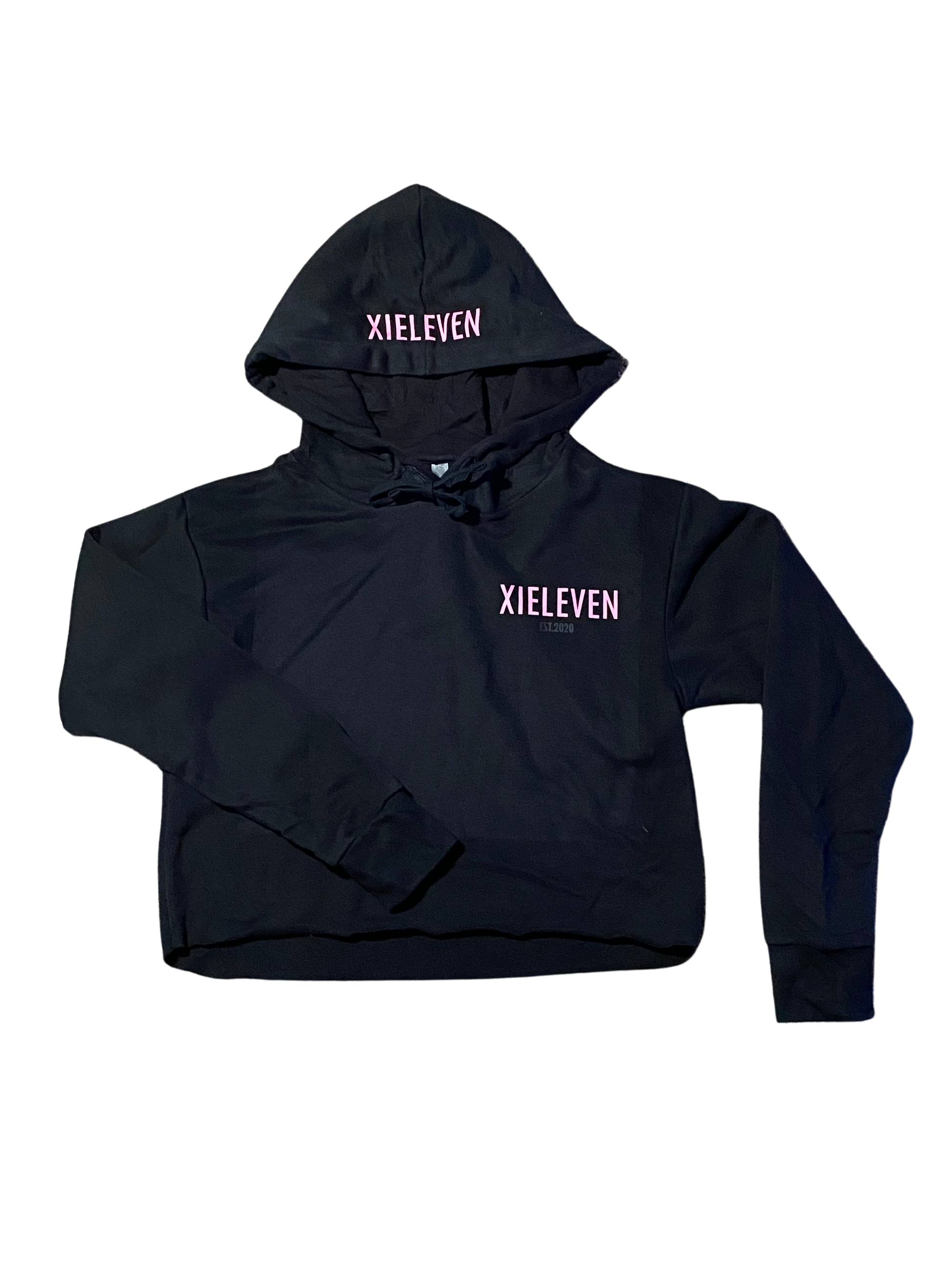 BLACK & PINK “BRANDED” CROPPED PULLOVER - XIELEVEN INC
