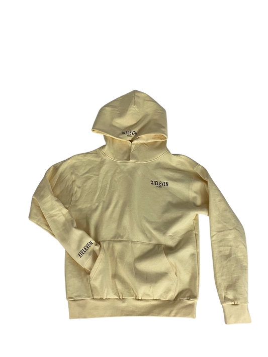 Cream & black “HEAVY” HOODIE - XIELEVEN INC